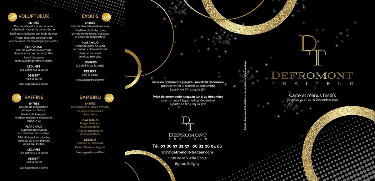 Carte Defromont Traiteur Fêtes 2022